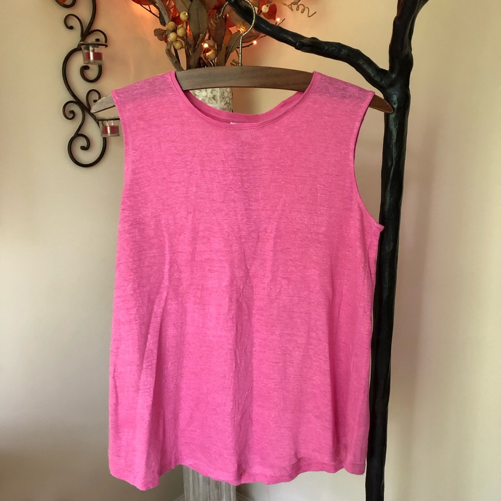 J Jill linen sleeveless top pink size XS roomy swing tank
